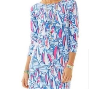 Lilly Pultizer Red Light Return Sailboat Print Dress Large